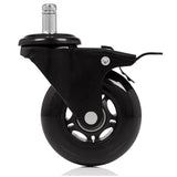Zwarte 5x ROLO SKATE S 11mm/75mm bureaustoelwielen met parkeerrem voor harde vloeren van hjh OFFICE