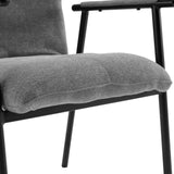 Grijze stoffen bekleding van de zitting van de Lifea Flex gestoffeerde stoel met zwart frame van hjh LIVING