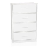 Witte commode ESTORIA met vier laden en eenvoudige grepen van hjh LIVING – 360-gradenweergave (schuin vooraanzicht 30°)