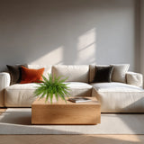 Groene kunstplant Proliferum in een witte pot op een houten tafel van hjh OFFICE