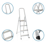 Aluminium Klaptrap SOLID II met vier treden, handrail en antislipvoeten van hjh OFFICE