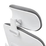 Verstelbare hoofdsteun met grijze stoffen bekleding en wit frame van de Professionele bureaustoel Ergomy WF 2 van hjh OFFICE