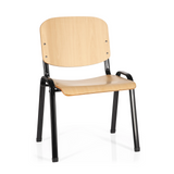 Vierpotige stoel XT 600 SW H met zitting en rugleuning van beukenhout en een zwart frame van hjh OFFICE – 360-gradenweergave (vooraanzicht 20°)