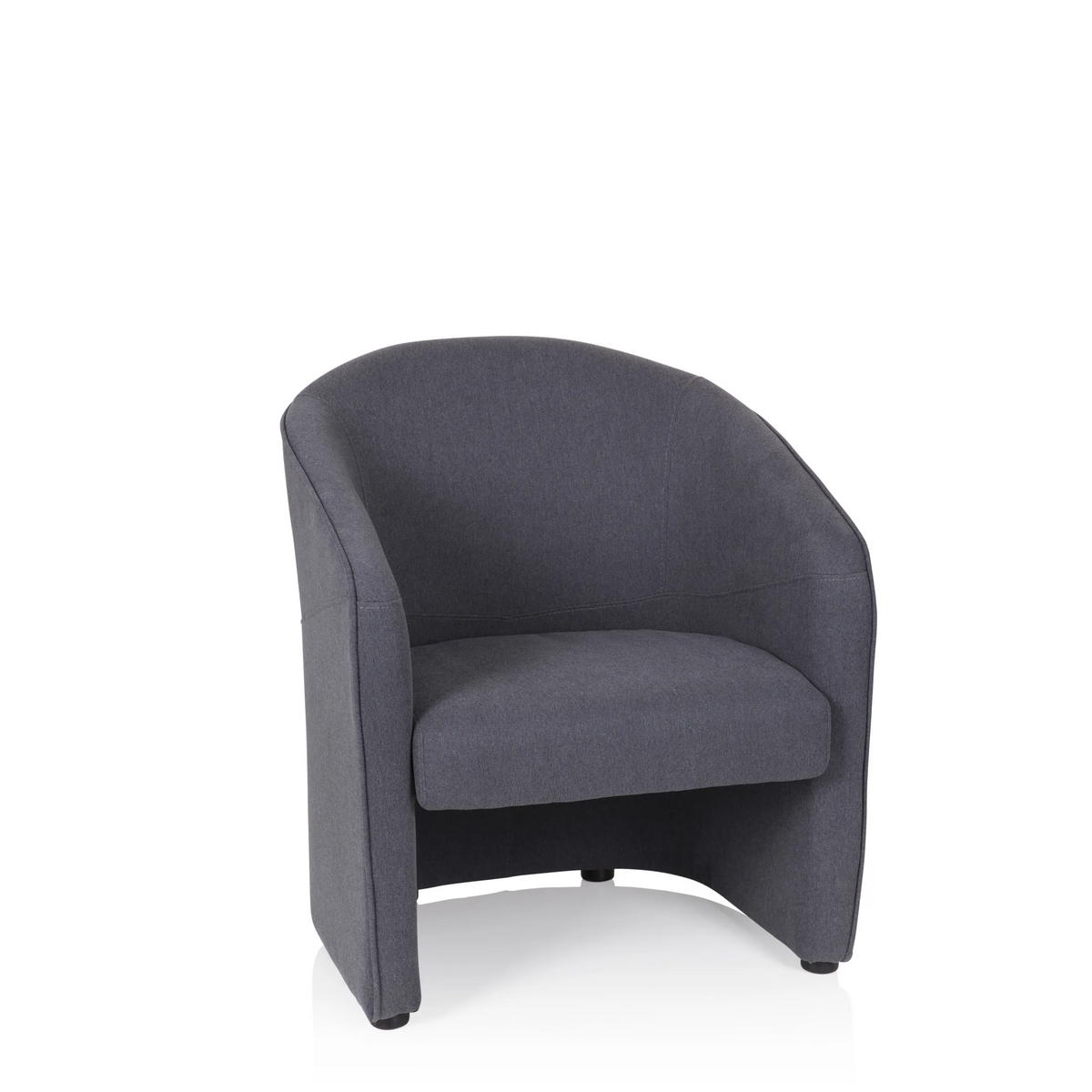 Donkergrijze Gestoffeerde fauteuil SAN JUAN met afgeronde rugleuning en armleuningen van hjh OFFICE – 360-gradenweergave (vooraanzicht 20°)