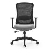 Zwart-grijze Thuisgebruik bureaustoel Sedito met netrug en vijfpoot met zwenkwielen van hjh OFFICE – 360-gradenweergave (vooraanzicht 0°)