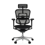 Zwarte Luxe directiestoel ERGOHUMAN ULTRA F GEN2 met netrugleuning en vijfster-onderstel met zwenkwielen van hjh OFFICE – 360-gradenweergave (vooraanzicht 0°)