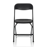 Zwarte Outdoor stoel TUDELA XXL B met eenvoudige rugleuning en metalen frame van hjh OFFICE – 360-gradenweergave (vooraanzicht 0°)