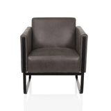 Grijze Lounge stoel Aruba Retro met armleuningen en zwart onderstel van hjh OFFICE – 360-gradenweergave (vooraanzicht 0°)