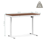 Maattekening van het elektrisch in hoogte verstelbaar bureau Worktime Plus van 120 × 60 cm van hjh OFFICE