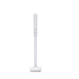 Witte vloerlamp Lumanova D1 met slanke voet en rechthoekige lampenkap van hjh OFFICE – 360-gradenweergave (vooraanzicht 0°)