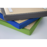 Stapel van drie gekleurde zitkussens voor ACSK accessoires-containers in grijs, blauw en groen van hjh OFFICE PRO