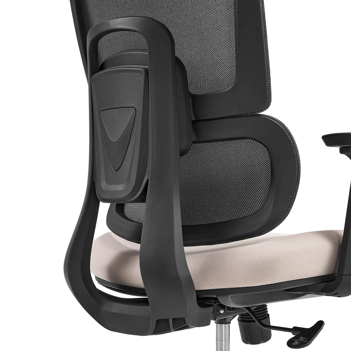 Achterzijde van de rugleuning met netstof van de Professionele bureaustoel Ergomy Pro van hjh OFFICE