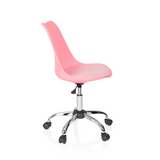 Pinker Homeoffice-Bürostuhl FANCY PRO mit Fußkreuz und fünf Rollen von hjh OFFICE – 360-Grad-Ansicht (Seitenprofil 80°)