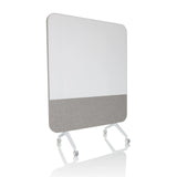 Grijs Whiteboard VISION BOARD met wit schrijfoppervlak en zwenkwielen van hjh OFFICE – 360-gradenweergave (schuin vooraanzicht 30°)