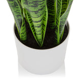 Witte overpot van de Kunstplant SANSEVIERIA met groene bladeren van hjh OFFICE