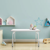 Lichtgrijs Kinder bureau KID GRO T met wit tafelblad en vier poten van hjh OFFICE