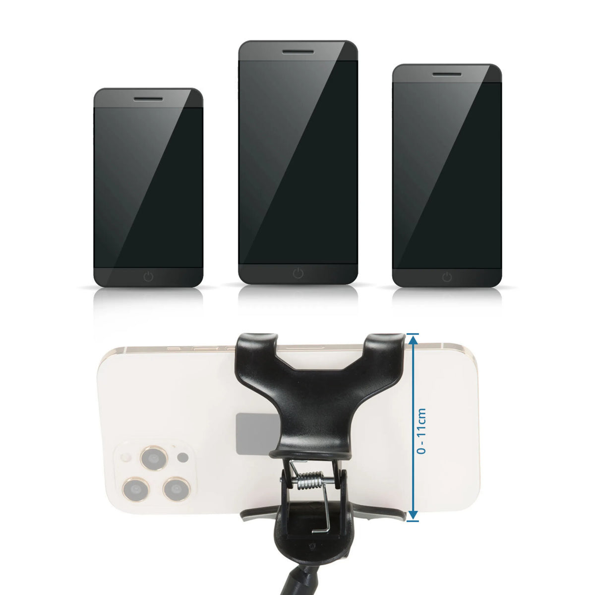 Verstelbare klembeugel van de Houder voor mobiele telefoon & tablet FLEXMOBI met een opening van 0-11 cm van hjh OFFICE