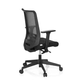 Zwarte Professionele bureaustoel CONISTON met netrug en vijfpoot met zwenkwielen van hjh OFFICE – 360-gradenweergave (schuin achteraanzicht 120°)