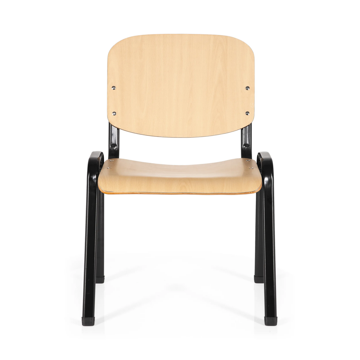 Vierpotige stoel XT 600 SW H met zitting en rugleuning van beukenhout en een zwart frame van hjh OFFICE – 360-gradenweergave (vooraanzicht 0°)