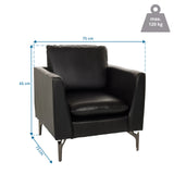 Maattekening van de Lounge stoel BAVERO met 75 x 65 cm en een maximale belastbaarheid van 120 kg van hjh OFFICE