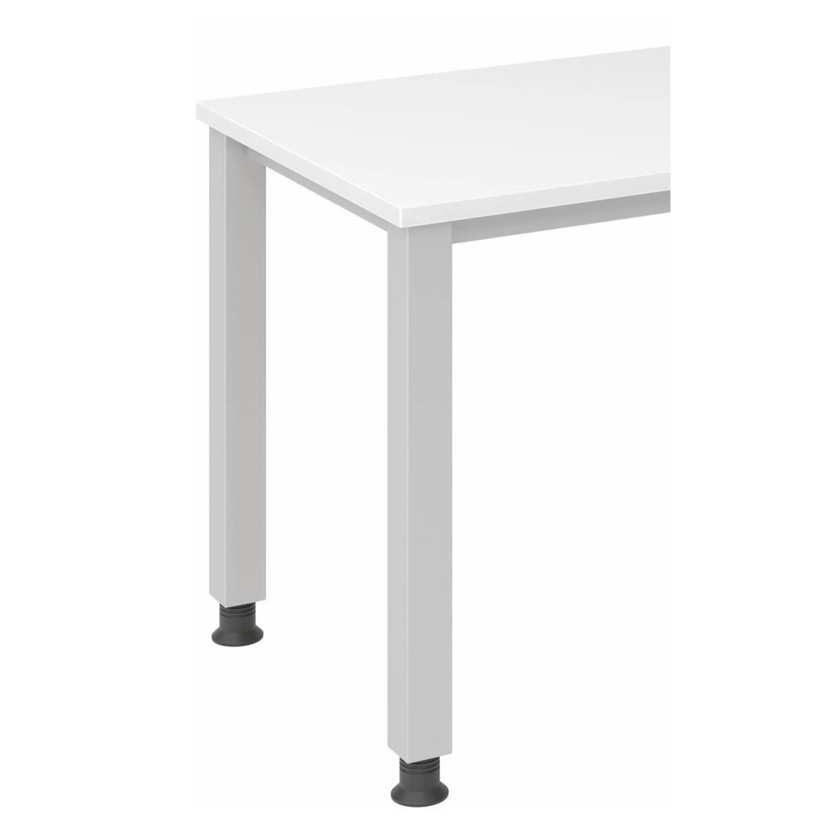 Wit QUEO 614 S bureau met zilverkleurige, in hoogte verstelbare poten van hjh OFFICE PRO