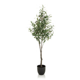 Groene Kunstplant OLIVE als olijfboom in een zwarte plantenpot van hjh OFFICE – 360-gradenweergave (vooraanzicht 0°)