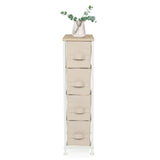 Commode FOLDRESS S in beige met vier stoffen laden en een lichtgekleurd aflegplateau van hjh LIVING