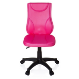 Roze Kinder bureaustoel KIDDY BASE met netrug en zwart vijfpootkruis met wieltjes van hjh OFFICE – 360-gradenweergave (vooraanzicht 0°)