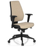 Profi-Bürostuhl PRO-TEC 500 mit beigem Stoffbezug, schwarzen Armlehnen und Rollenkreuz von hjh OFFICE