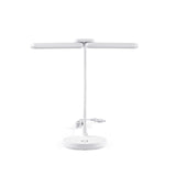 Witte bureaulamp Lumanova D6 met T-vormige lampenkop en ronde voet van hjh OFFICE – 360-gradenweergave (vooraanzicht 0°)