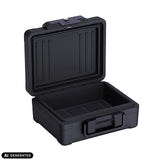 Geopende Safe Compact Slim kluis in zwart met handvat van hjh OFFICE (AI-gegenereerde afbeelding)