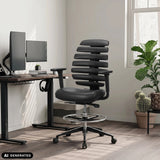 Zwarte ERGO LINE II WORK baliestoel van kunstleder met voetring van hjh OFFICE (AI-gegenereerde afbeelding)