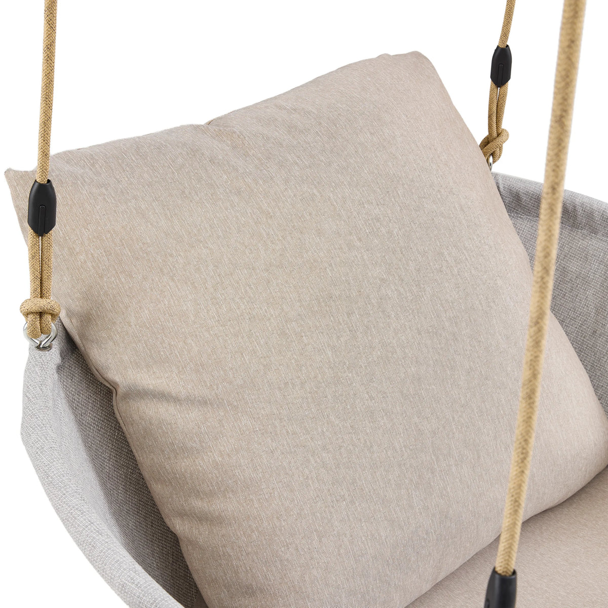 Beige kussen van de Skylo hangstoel met touwophanging van hjh LIVING