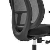 Rugleuning met netbespanning en zwart frame van de professionele bureaustoel Filaro van hjh OFFICE