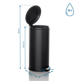 Maattekening van de CLEAN STEP prullenbak met 30 liter inhoud en 88 cm totale hoogte van hjh OFFICE