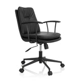 Schwarzer Homeoffice-Bürostuhl SMALLO mit Polsterung und Fußkreuz mit fünf Rollen von hjh OFFICE – 360-Grad-Ansicht (schräge Frontansicht 60°)