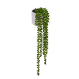 Kunstmatige hangplant Senecio Climb met groene bladeren in een witte pot van hjh OFFICE