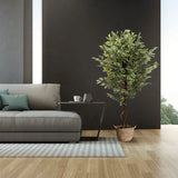 Kunstplant FICUS in groene kleur in een gevlochten mand van hjh OFFICE