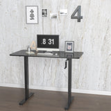 Zwart zit-sta bureau STAND CR met zwengelmechanisme aan de rechterkant van hjh OFFICE