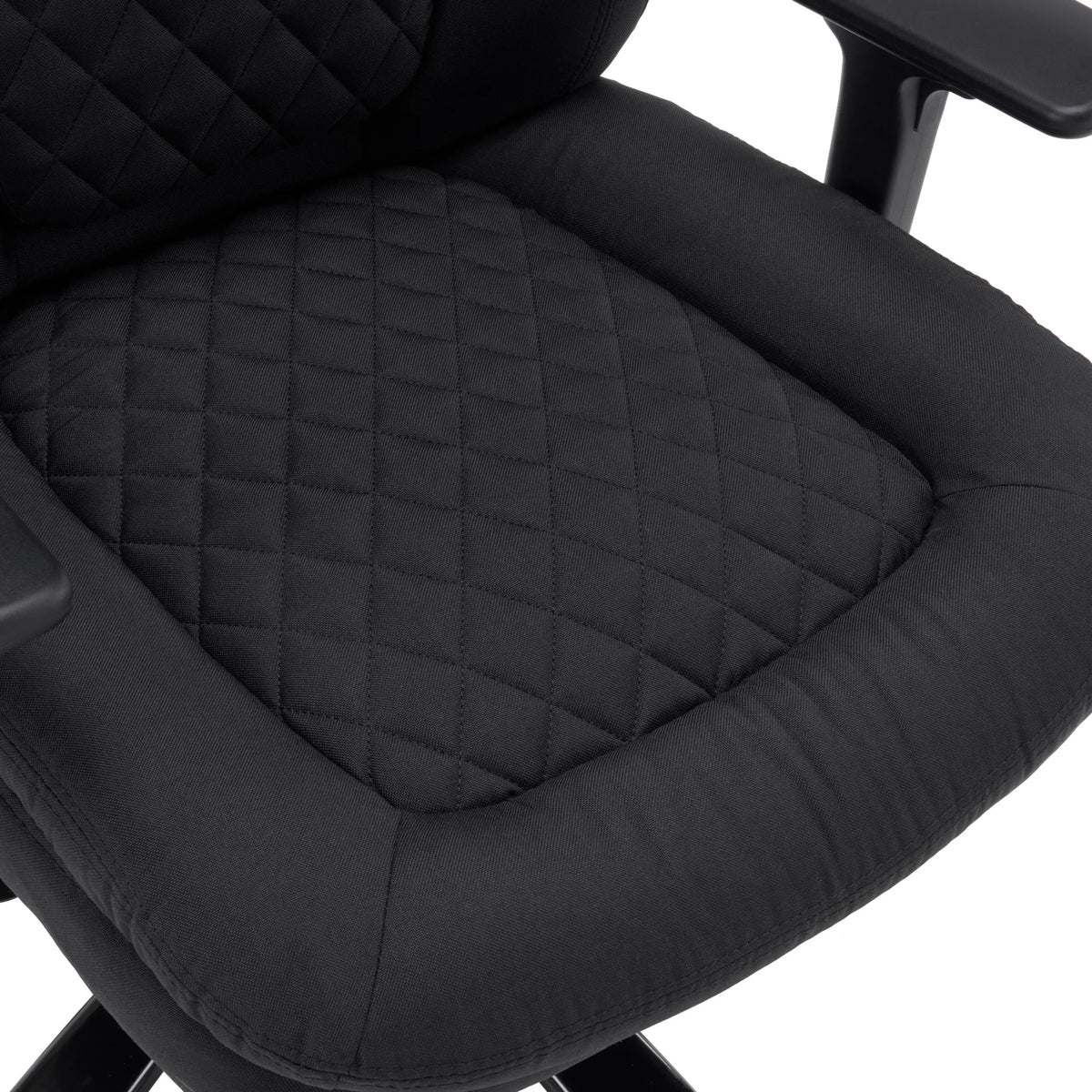 Stikselstructuur van de zwarte stoffen bekleding van de zitting van de XXL Pullmann Gen2 bureaustoel van hjh OFFICE