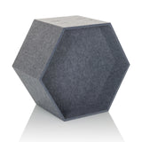 Grijze zeskantige scheidingswand FLEXMIUT STORE B van vilt van hjh OFFICE – 360-gradenweergave (schuin vooraanzicht 30°)