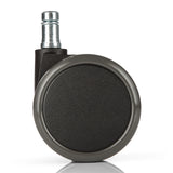 Zwarte Bureaustoelwielen 5x ROLO 11mm/65mm voor harde vloeren met zilverkleurige metalen pen van hjh OFFICE