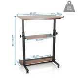 Maßzeichnung des Stehschreibtischs WORKSTATION II mit 80 × 50 cm und einer Höhe von 80 bis 120 cm von hjh OFFICE