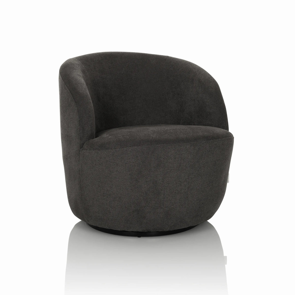 Grijze Lounge stoel BRAMWICH met afgeronde vorm en vulling van hjh LIVING – 360-gradenweergave (vooraanzicht 15°)