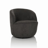 Grijze Lounge stoel BRAMWICH met afgeronde vorm en vulling van hjh LIVING – 360-gradenweergave (vooraanzicht 15°)