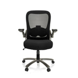 Schwarzer XXL Drehstuhl INSTRUCTOR T I mit Netzrücken, Armlehnen und Fußkreuz mit fünf Rollen von hjh OFFICE – 360-Grad-Ansicht (Frontansicht 0°)
