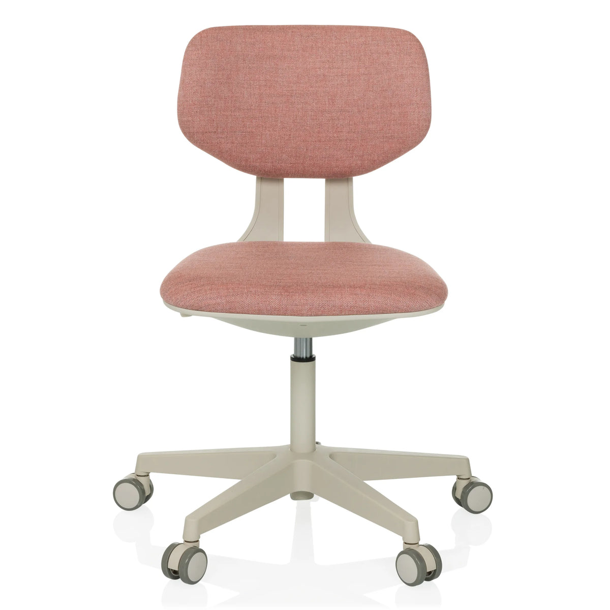 Roze Kinder bureaustoel KID CLASSIC met gewatteerde zitting en vijfpoot met zwenkwieltjes van hjh OFFICE – 360-gradenweergave (vooraanzicht 0°)