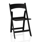 Zwarte Outdoor stoel TRAVANO 1 met rugleuning en vierkant frame van hjh LIVING – 360-gradenweergave (vooraanzicht 14°)