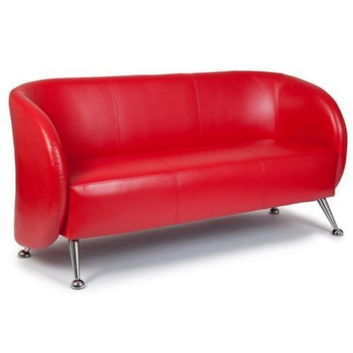 Rode lounge bank ST. LUCIA als driezitter met glanzende metalen poten van hjh OFFICE