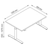 Technische tekening van het bureau XDLR 12 G van 1200 × 800 mm van hjh OFFICE PRO